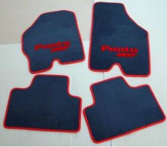 SET DE TAPIS DE SOL VELOURS ROUGES pour 205 GTI avec COUTURES ROUGES et  LOGOS NOIRS CENTRAUX HORIZONTAUX