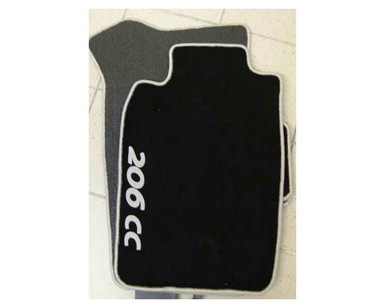 Tapis de sol en velours pour Peugeot 206 CC noir/bleu