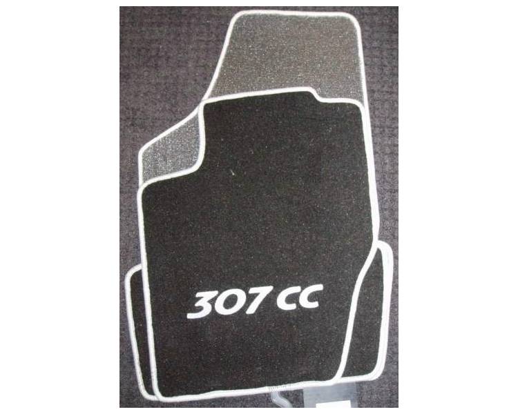 Tapis de sol en velours pour Peugeot 206 CC noir/bleu