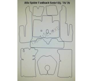 Complete interior carpet kit for Alfa Spider Fastback series 2 from 1970-1978 (only LHD)
