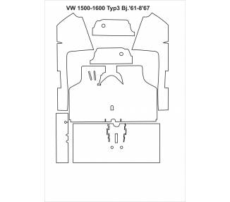 Complete interior carpet kit for VW 1500/1600 limousine type 3 long version + TL  08/1961-07/1967 (only LHD)