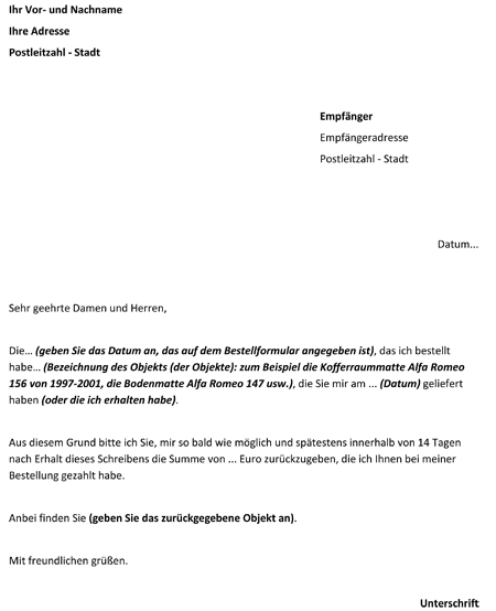 Laden Sie das Muster-Widerrufsformular herunter